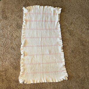 Handmade baby girl knitted striped frill baby blanket